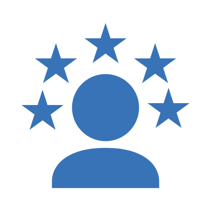Person icon with 5 stars around the head
