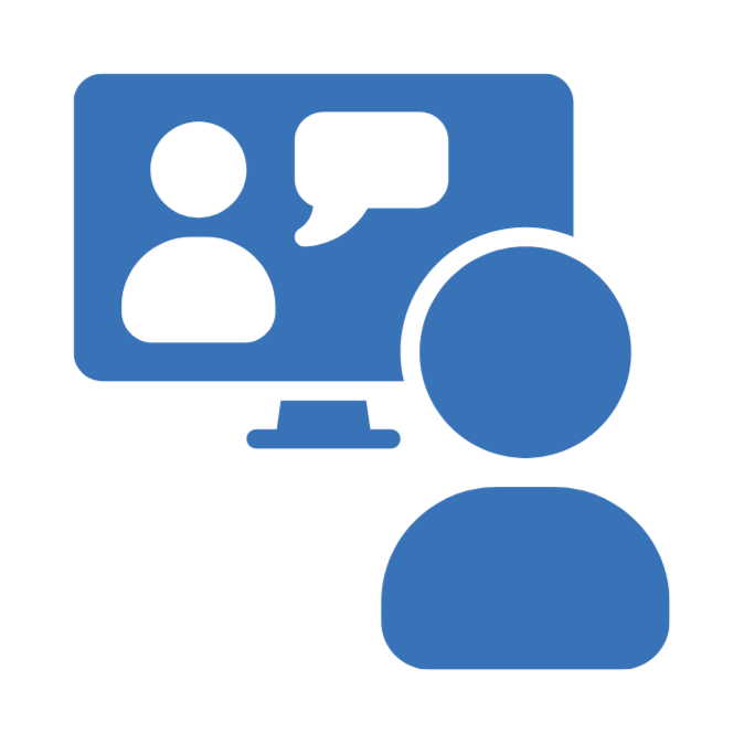 Icon of person having a video call on a computer